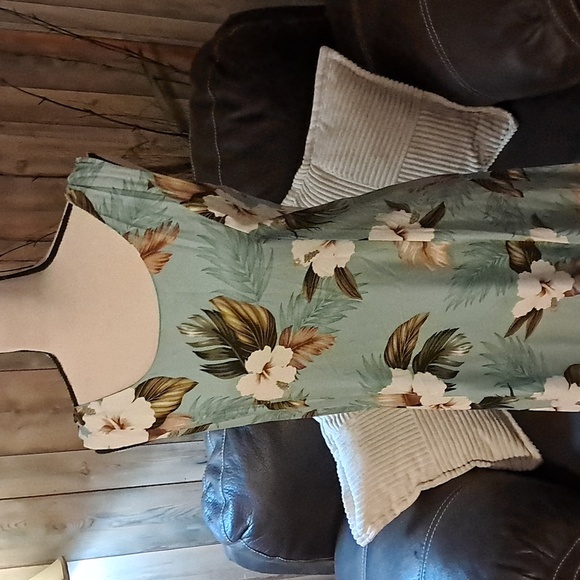 Paradise Bay Long Dress Women Size L Tropical Floral Print Vacay Hawaiian - Picture 2 of 8